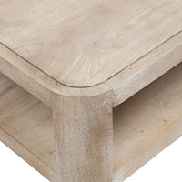 Resa 38 Inch Square Coffee Table with Shelf, Sandblasted Finish, Distressed Brown Mango Wood - UPT-350767