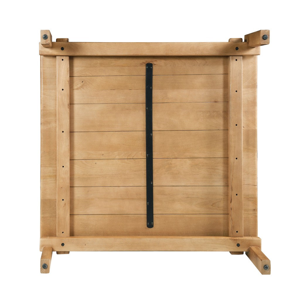 Hina 50 Inch Square Coffee Table, Exposed Joinery, Natural Brown Mango Wood, Japandi Style - UPT-350768