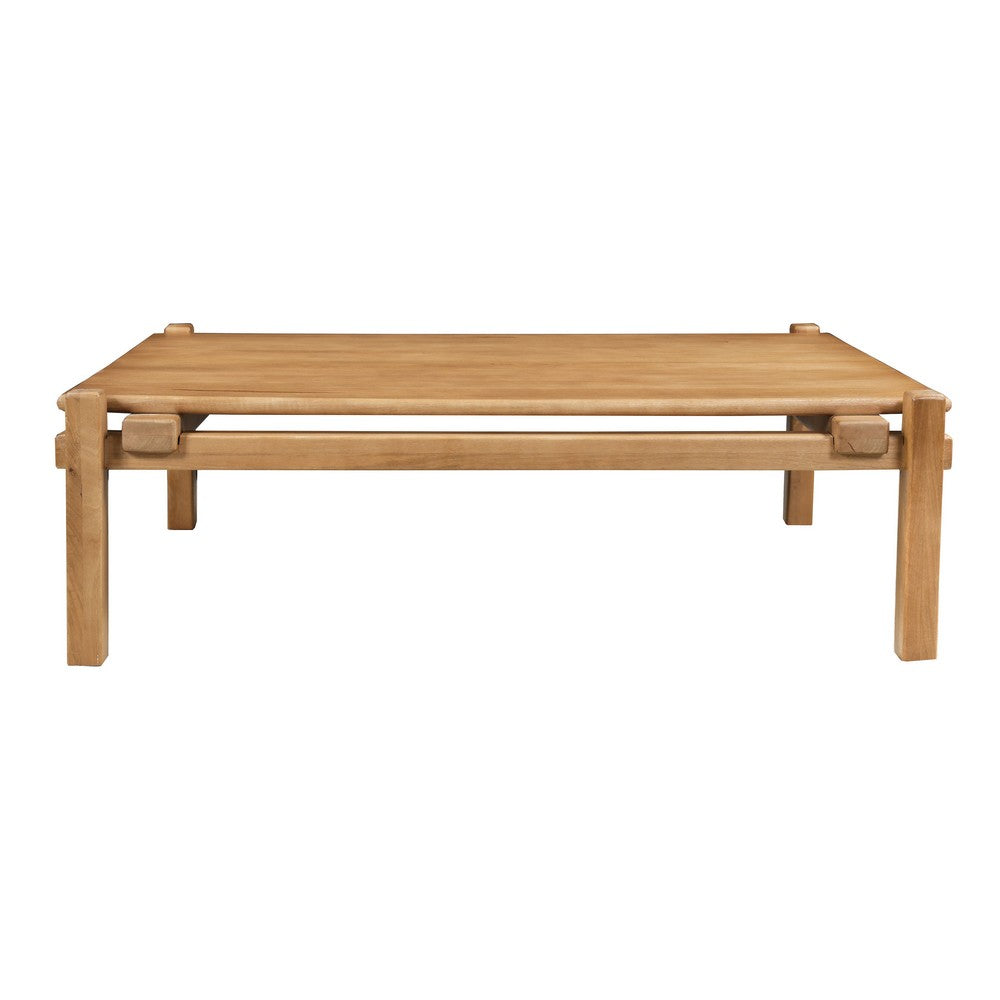 Hina 50 Inch Square Coffee Table, Exposed Joinery, Natural Brown Mango Wood, Japandi Style - UPT-350768
