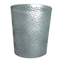Josi 10 Inch Wastebasket Trash Can, Detailed Leaf Etching, Silver Finish - UPT-350835
