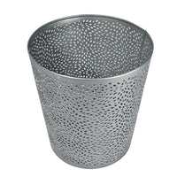Josi 10 Inch Wastebasket Trash Can, Detailed Leaf Etching, Silver Finish - UPT-350835