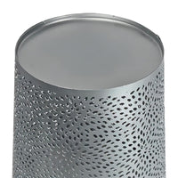 Josi 10 Inch Wastebasket Trash Can, Detailed Leaf Etching, Silver Finish - UPT-350835