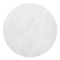 Jena 32 Inch Round Coffee Table, White Banswara Marble Top, Criss Cross Base, Natural Brown - UPT-350836
