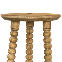 Geya Round Side Table, Tripod Spindle Legs, Natural Brown Mango Wood, 24 Inch High - UPT-351759