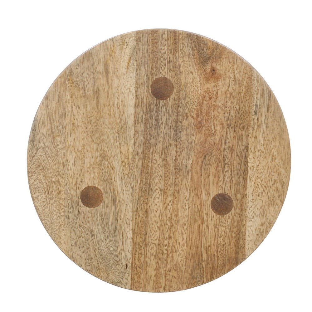 Geya Round Side Table, Tripod Spindle Legs, Natural Brown Mango Wood, 24 Inch High - UPT-351759