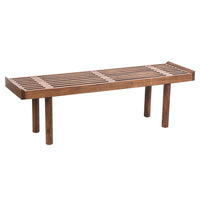 Amy Indoor Outdoor Bench, 54 Inch Slatted Seat, Cylindrical Legs, Walnut Brown Acacia Wood - UPT-351986