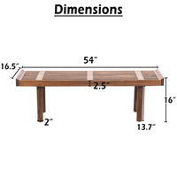Amy Indoor Outdoor Bench, 54 Inch Slatted Seat, Cylindrical Legs, Walnut Brown Acacia Wood - UPT-351986