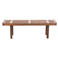 Amy Indoor Outdoor Bench, 54 Inch Slatted Seat, Cylindrical Legs, Walnut Brown Acacia Wood - UPT-351986