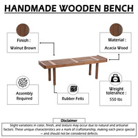 Amy Indoor Outdoor Bench, 54 Inch Slatted Seat, Cylindrical Legs, Walnut Brown Acacia Wood - UPT-351986