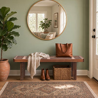 Amy Indoor Outdoor Bench, 54 Inch Slatted Seat, Cylindrical Legs, Walnut Brown Acacia Wood - UPT-351986
