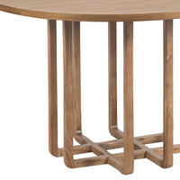 Opus 47 Inch Round Dining Table, Architectural Base, Natural Brown Acacia Wood, Modern Style - UPT-351987