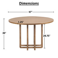 Opus 47 Inch Round Dining Table, Architectural Base, Natural Brown Acacia Wood, Modern Style - UPT-351987