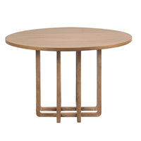 Opus 47 Inch Round Dining Table, Architectural Base, Natural Brown Acacia Wood, Modern Style - UPT-351987