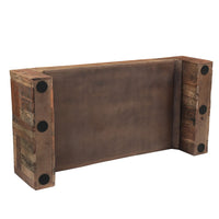 Kiosk 60 Inch Coffee Table, Reclaimed Wood, Rustic Brown Finish, Wide Panel Legs-UPT-352085