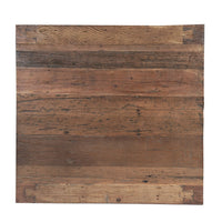 Kiosk 55 Inch Square Coffee Table, Reclaimed Wood, Rustic Brown Finish, Block Style Legs-UPT-352086