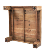 Kiosk 55 Inch Square Coffee Table, Reclaimed Wood, Rustic Brown Finish, Block Style Legs-UPT-352086