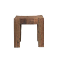 Kiosk Side End Table, Reclaimed Wood, Rustic Brown Finish, Chunky Block Legs, 20 Inch-UPT-352088