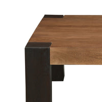 Kisa 44 Inch Square Coffee Table, Sandblasted Block Legs, Coffee Brown Mango Wood - UPT-352585