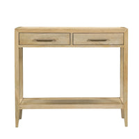 Unya 36 Inch Sofa Console Table with Shelf, 2 Drawers, Natural Brown Mango Wood, Organic Decor - UPT-352586