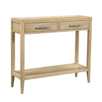 Unya 36 Inch Sofa Console Table with Shelf, 2 Drawers, Natural Brown Mango Wood, Organic Decor - UPT-352586