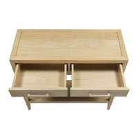 Unya 36 Inch Sofa Console Table with Shelf, 2 Drawers, Natural Brown Mango Wood, Organic Decor - UPT-352586
