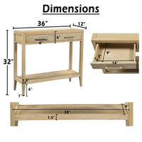 Unya 36 Inch Sofa Console Table with Shelf, 2 Drawers, Natural Brown Mango Wood, Organic Decor - UPT-352586