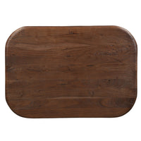 Lori 45 Inch Coffee Table, Drum Pedestal Base, Sandblasted Dark Walnut Brown Finish, Acacia Wood - UPT-352588
