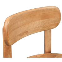 Maona Bar Stool Chair with Round Seat, Curved Open Back, Natural Brown Mango Wood - UPT-352589