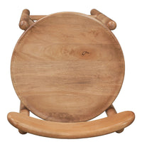 Maona Bar Stool Chair with Round Seat, Curved Open Back, Natural Brown Mango Wood - UPT-352589