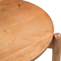 Maona Counter Stool Chair with Round Seat, Curved Open Back, Natural Brown Mango Wood - UPT-352590
