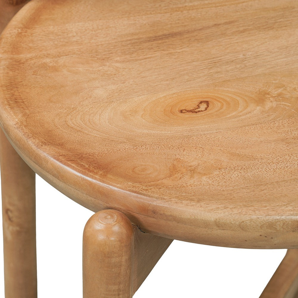 Maona Counter Stool Chair with Round Seat, Curved Open Back, Natural Brown Mango Wood - UPT-352590