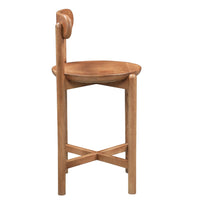 Maona Counter Stool Chair with Round Seat, Curved Open Back, Natural Brown Mango Wood - UPT-352590