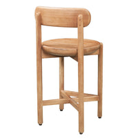 Maona Counter Stool Chair with Round Seat, Curved Open Back, Natural Brown Mango Wood - UPT-352590