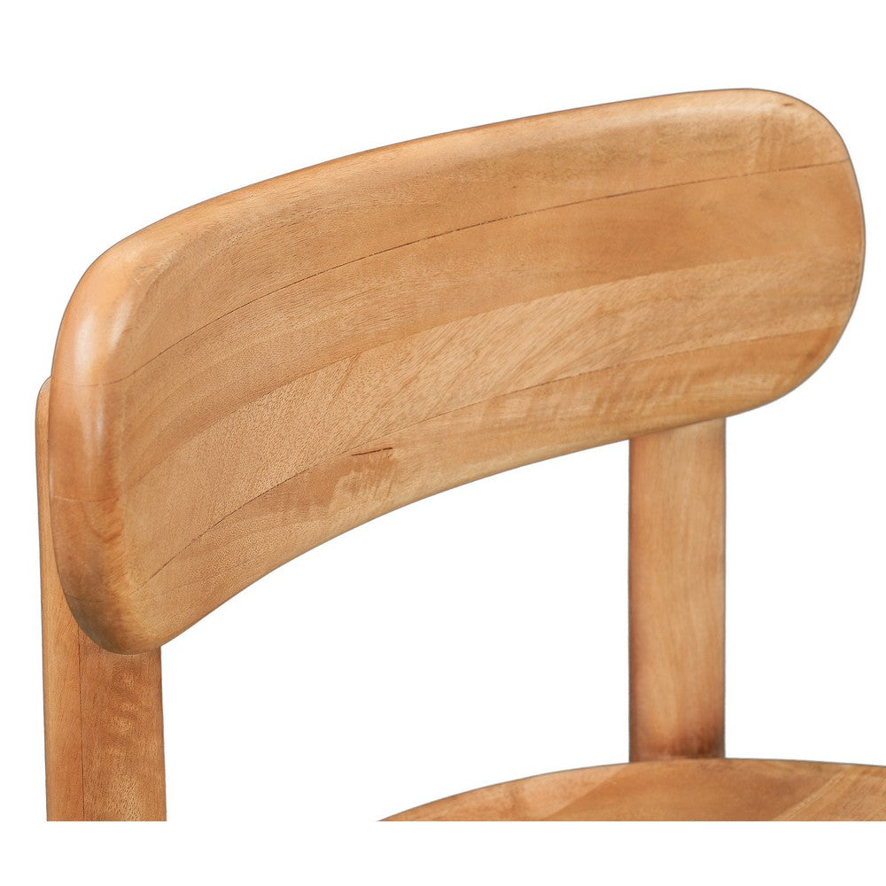 Maona Counter Stool Chair with Round Seat, Curved Open Back, Natural Brown Mango Wood - UPT-352590