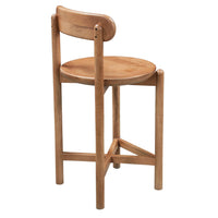 Maona Counter Stool Chair with Round Seat, Curved Open Back, Natural Brown Mango Wood - UPT-352590