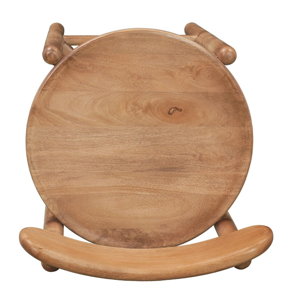 Maona Counter Stool Chair with Round Seat, Curved Open Back, Natural Brown Mango Wood - UPT-352590