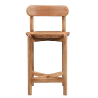 Maona Counter Stool Chair with Round Seat, Curved Open Back, Natural Brown Mango Wood - UPT-352590