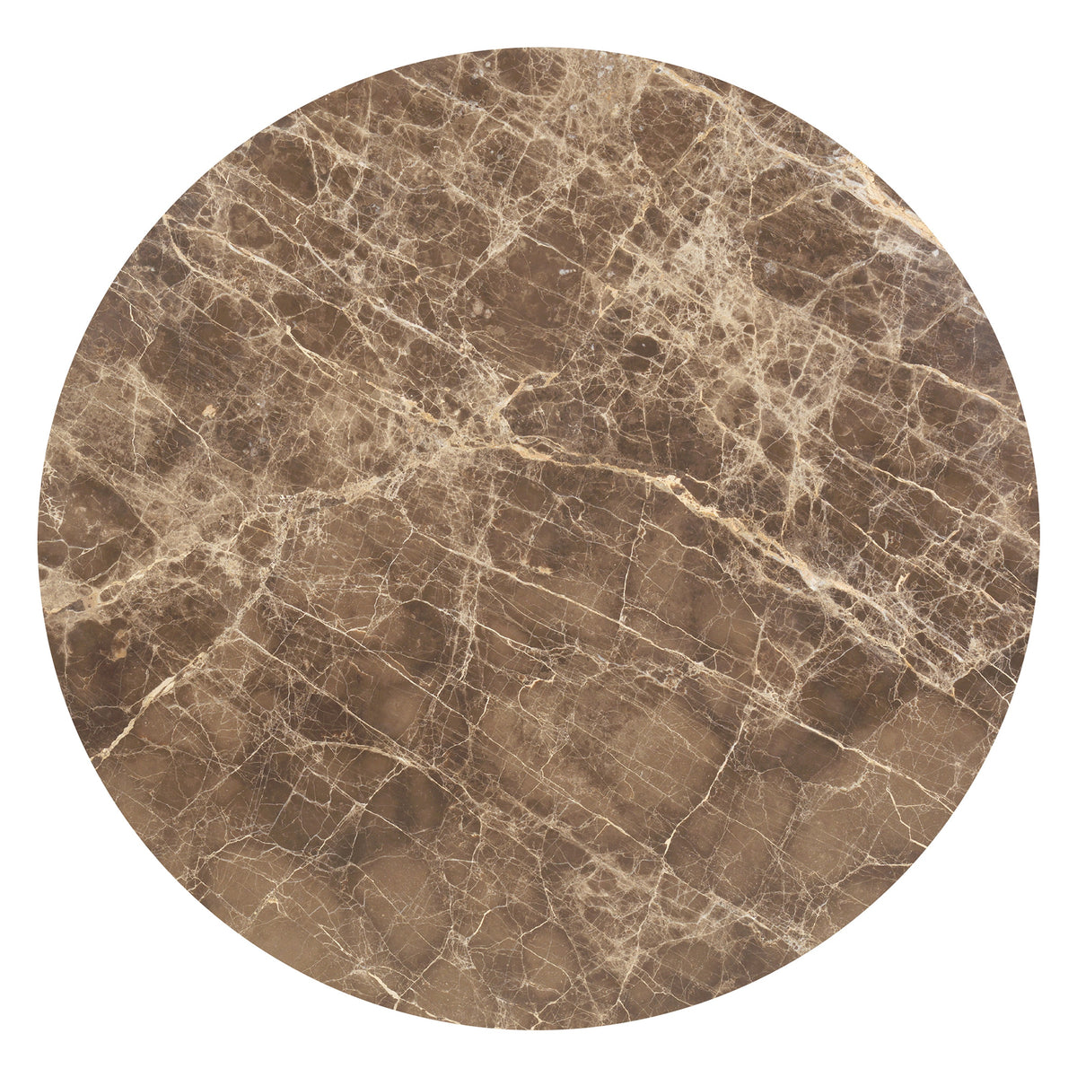 Zena 47 Inch Round Dining Table, Spanish Emperador Marble Top, Brown Mango Wood Cross Legs - UPT-352591