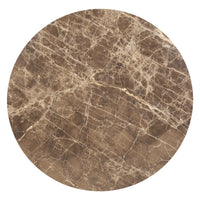 Zena 47 Inch Round Dining Table, Spanish Emperador Marble Top, Brown Mango Wood Cross Legs - UPT-352591