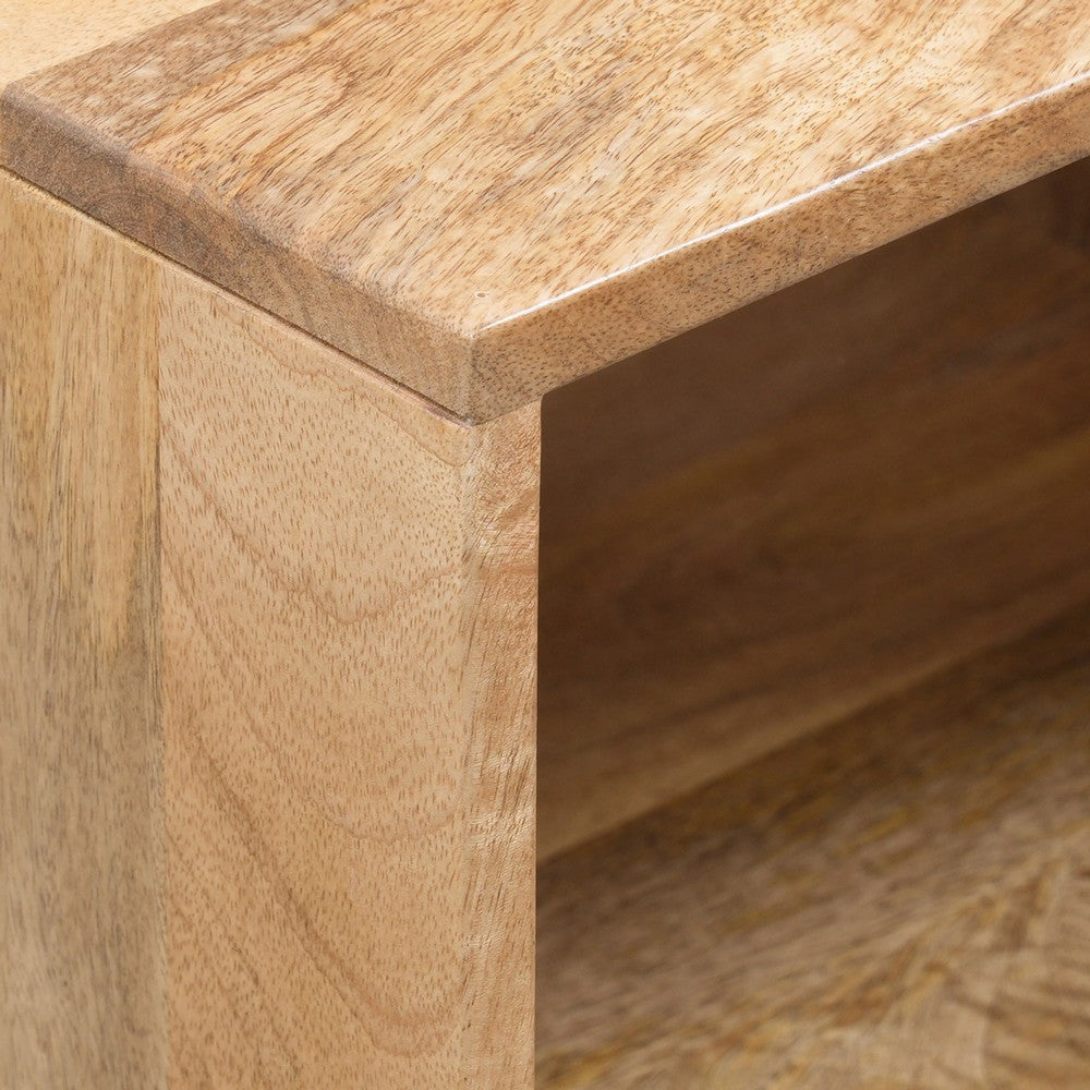 Lysa 50 Inch Sideboard Buffet Cabinet with Open Shelves, Gold Iron Base, Natural Brown Mango Wood - UPT-352592