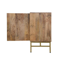 Lysa 50 Inch Sideboard Buffet Cabinet with Open Shelves, Gold Iron Base, Natural Brown Mango Wood - UPT-352592