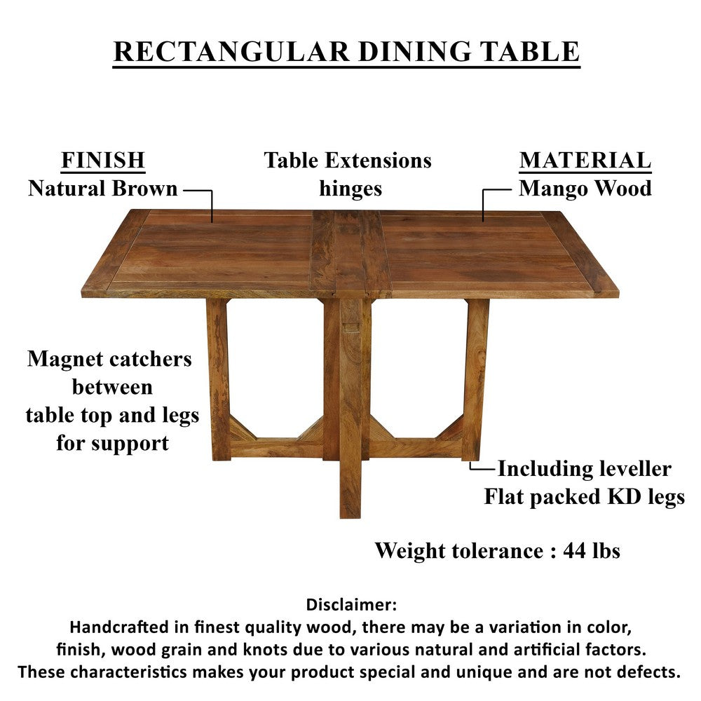 Hosa 7pc Rectangular Dining Table Set, Faux Leather Seats, Brown Mango Wood - UPT-352817