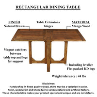 Hosa 7pc Rectangular Dining Table Set, Faux Leather Seats, Brown Mango Wood - UPT-352817