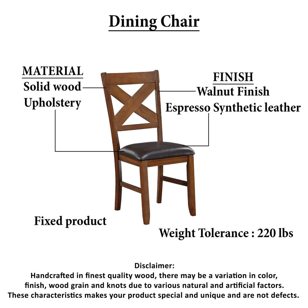 Hosa 7pc Rectangular Dining Table Set, Faux Leather Seats, Brown Mango Wood - UPT-352817
