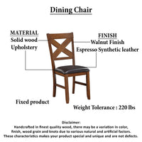 Hosa 7pc Rectangular Dining Table Set, Faux Leather Seats, Brown Mango Wood - UPT-352817