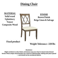 Jesa 5pc Round Dining Table Set, White Botticino Italian Marble, Walnut Brown - UPT-352818