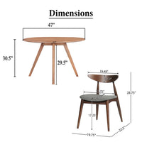 Kios 5pc Round Dining Table Set, Splayed Legs, Curved Back, Brown - UPT-352819