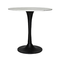 Kema 5pc Dining Table Set, Tulip Pedestal Base, Round White Marble, Black - UPT-352820