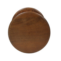 Jie Side End Table, Sculpted Pedestal Base, Walnut Brown Mango Wood, 18.5 Inch - UPT-354399
