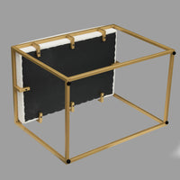 Syna 24 Inch Modern Ottoman Bench, Glam Gold Metal Frame, Off White Boucle Upholstered Seat - UPT-354401